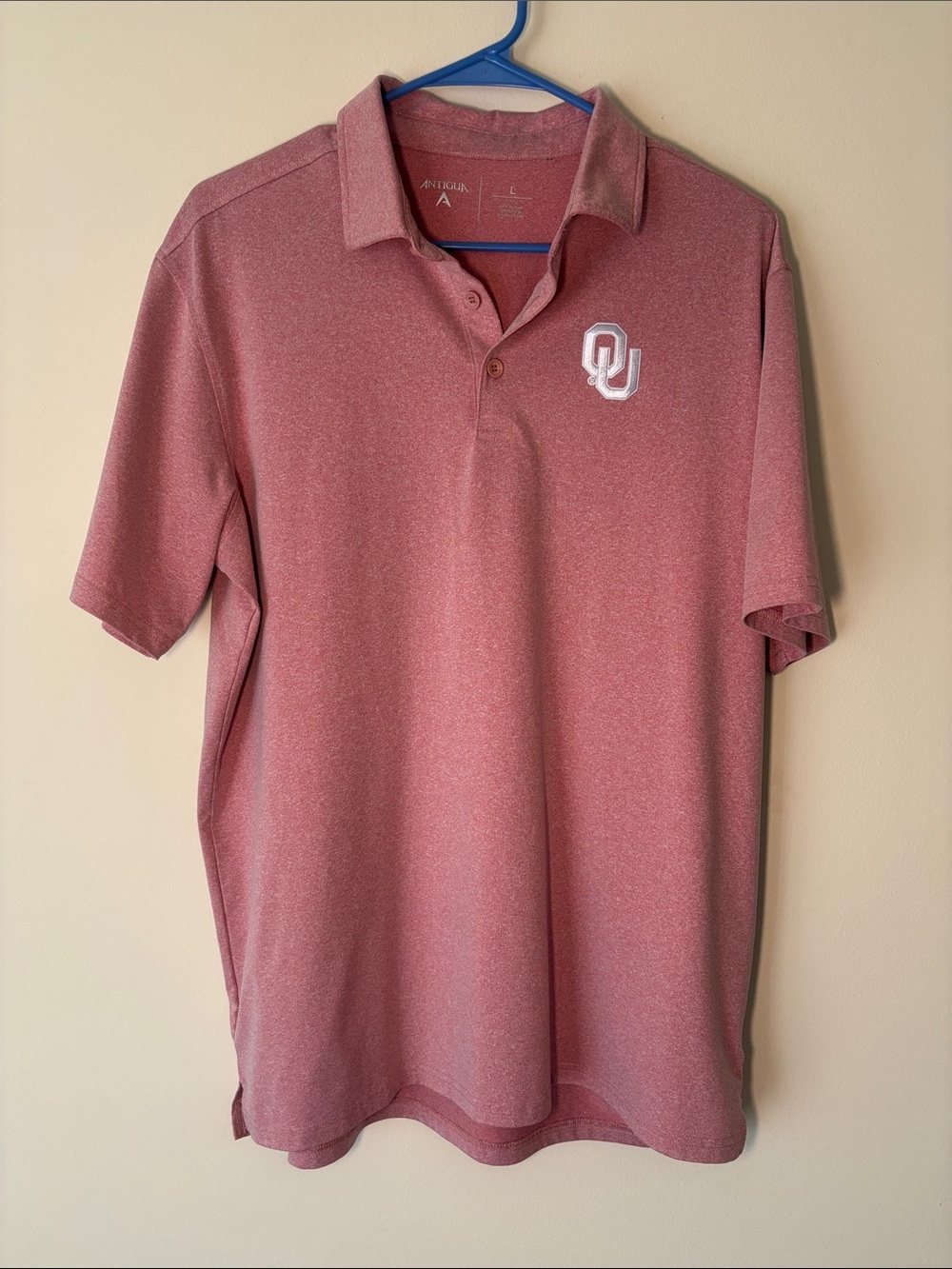 Antigua Men's Oklahoma Sooners Heathered Crimson Golf Polo